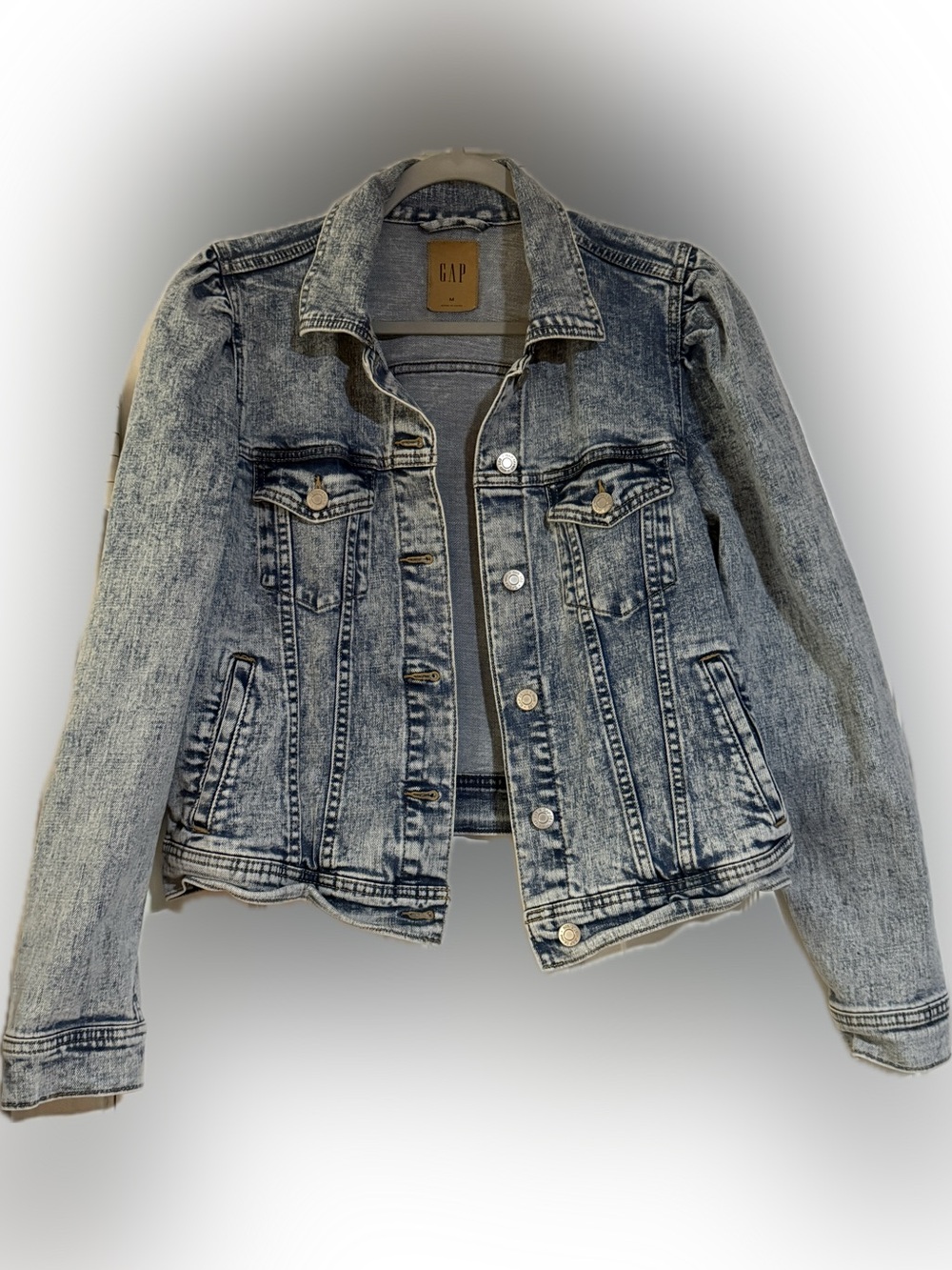 GAP Women's Acid-Wash Denim Jacket - Faded Blue